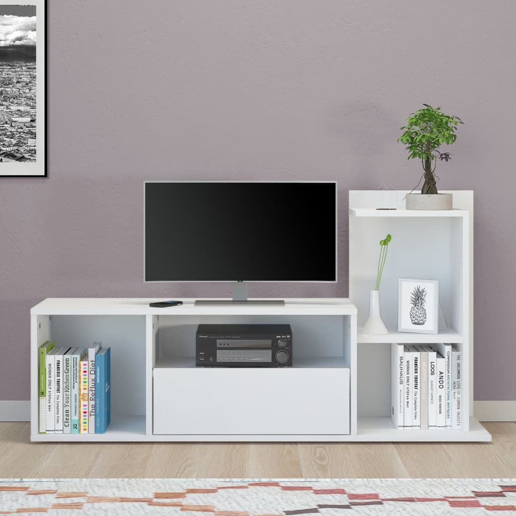 Homemania Szafka pod TV Sumatra, 120x30x30/65 cm, biała