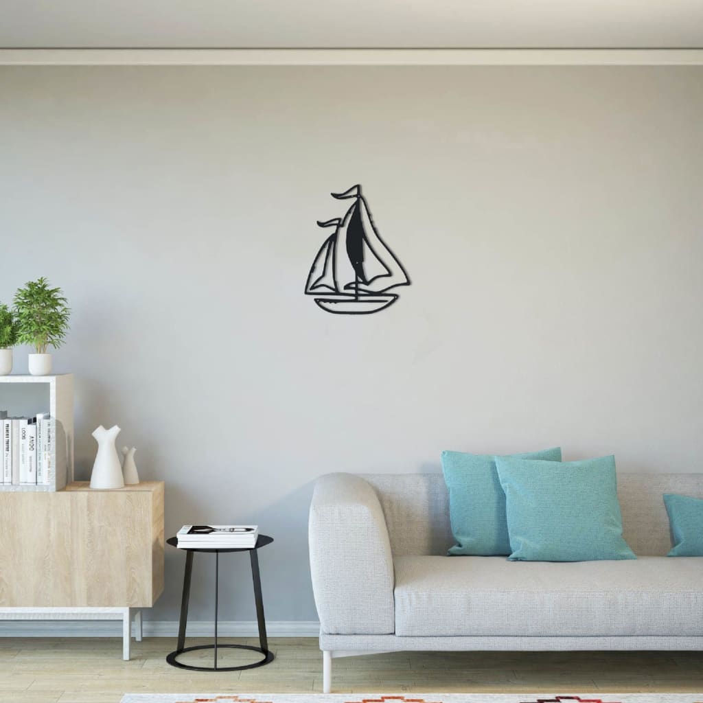 

Homemania Wanddecoratie zeilboot 40x50 cm metaal zwart