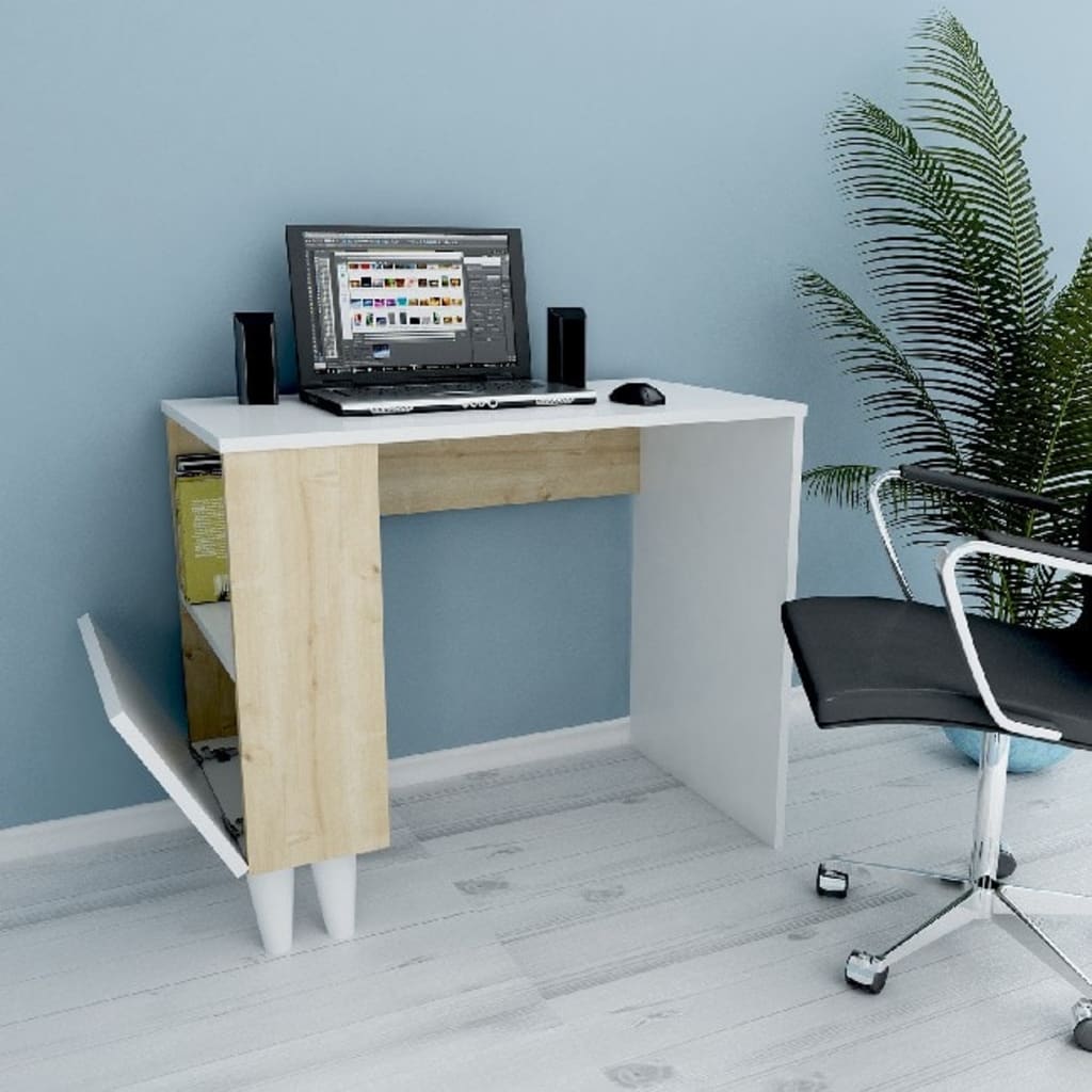 Homemania Computer Desk Paris 90x50x75 cm White and Oak