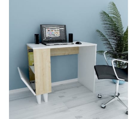 Homemania Computer Desk Paris 90x50x75 cm White and Oak