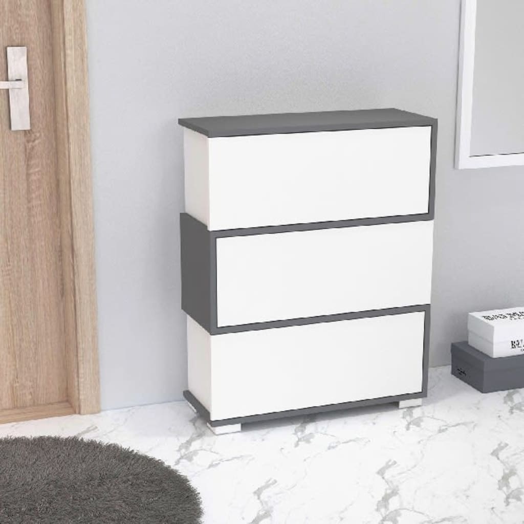 

Homemania Schoenenkast Zigzag 75x30x95 cm wit en antraciet