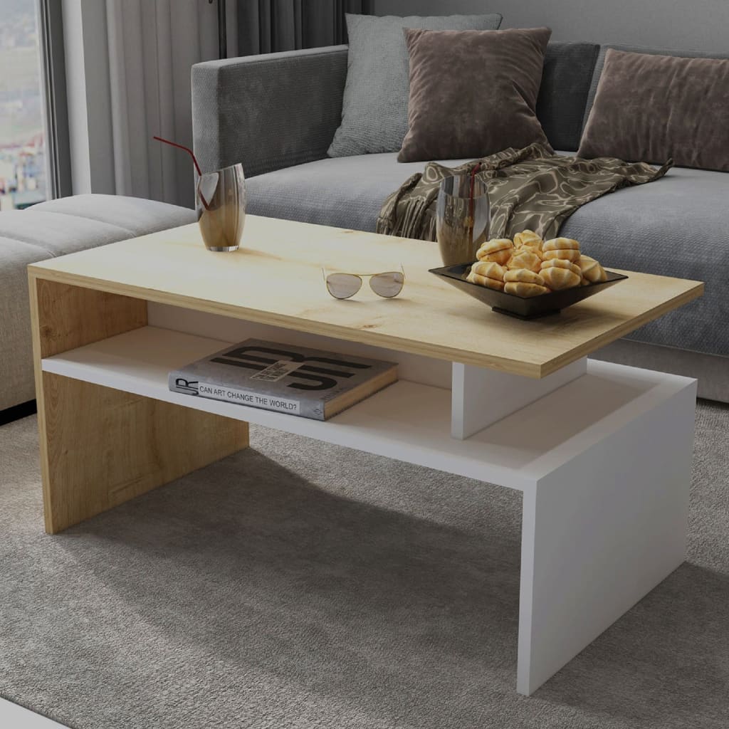 

Homemania Salontafel Ada 90x50x43 cm wit en eikenkleurig