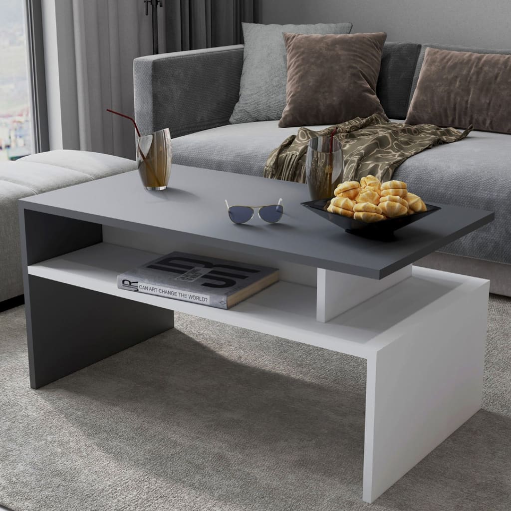 

Homemania Salontafel Ada 90x50x43 cm wit en antracietkleurig