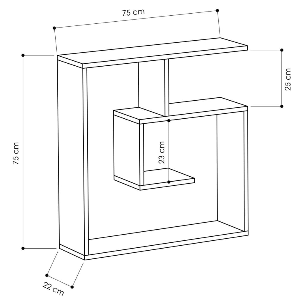 

Homemania Wandschap Laby 75x22x75 cm antracietkleurig