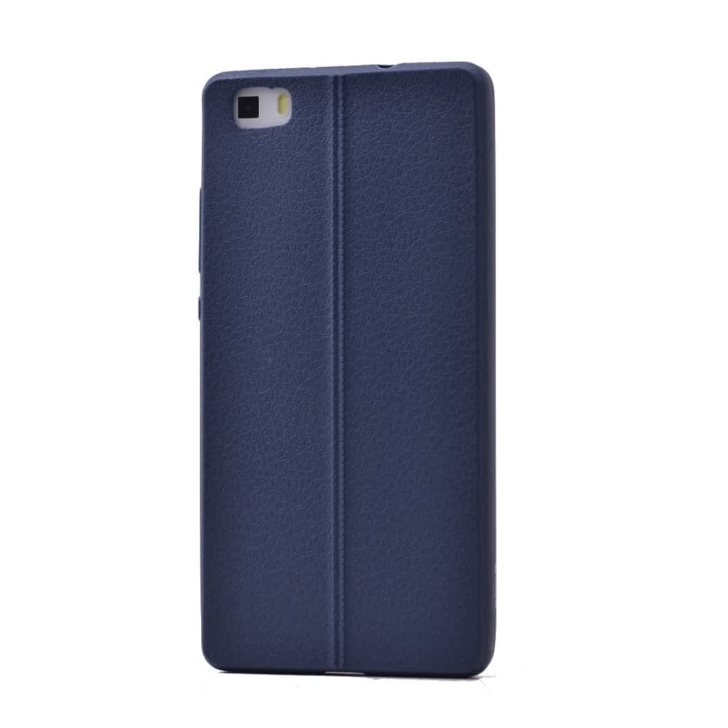 Merkloos Teleplus Huawei P8 Lite Leather Look Silicone Case Navy Blue huismerk kopen in de aanbieding