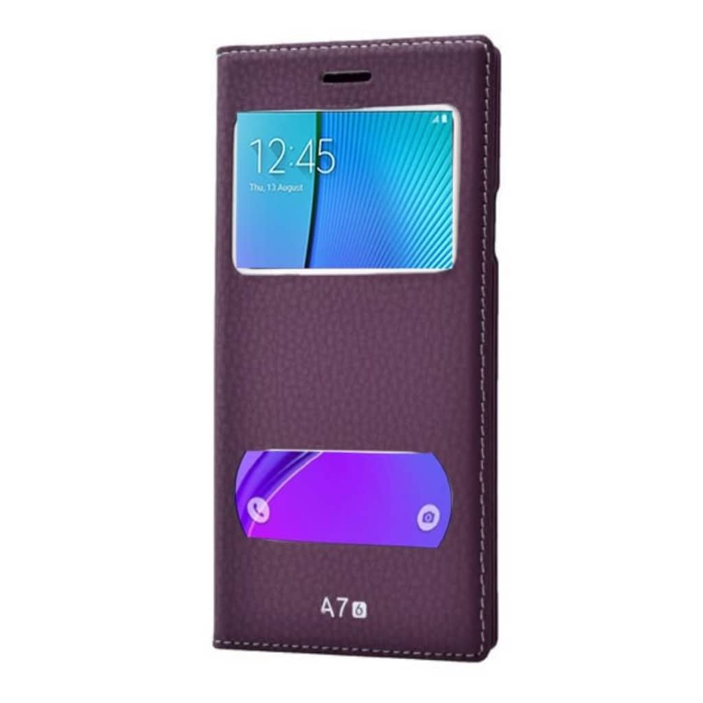 Merkloos Teleplus Samsung Galaxy A7 2016 Double Window Case Purple huismerk kopen in de aanbieding Merkloos Teleplus Samsung Galaxy A7 2016 Double Window Case Purple huismerk kopen in de aanbieding