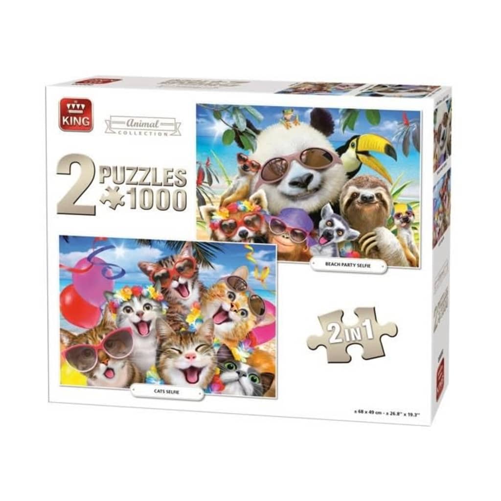 King legpuzzel Animal Selfies Collection 2 puzzels 1000st