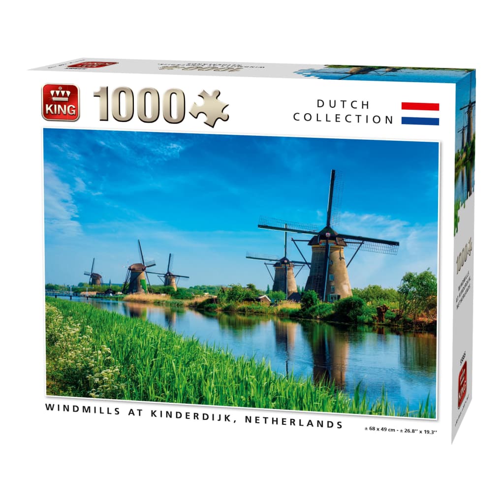 Afbeelding King Legpuzzel Windmolens Kinderdijk 1000 Stukjes door Vidaxl.nl