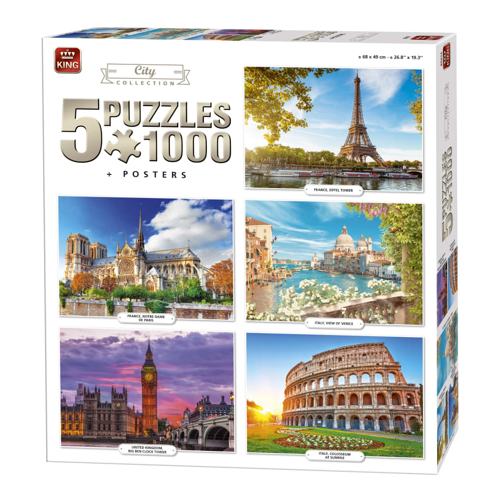 King legpuzzel City Collecion 5 puzzels 1000 stukjes