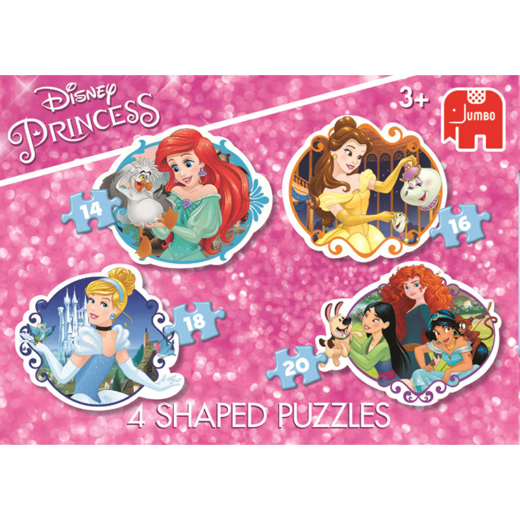 Jumbo legpuzzel Disney Princess 4 puzzels 14/16/18/20 stukjes