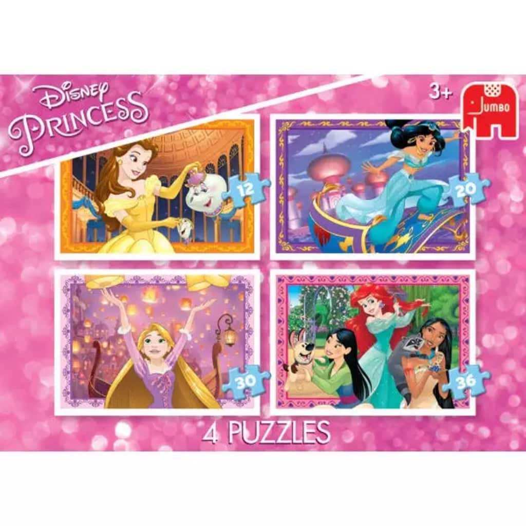 Jumbo legpuzzel Disney Princess 4 puzzels 12/20/30/36 stukjes