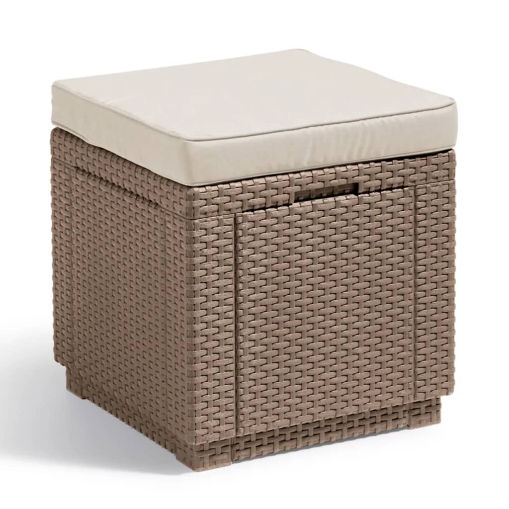 Keter Cubo Pouf Portaoggetti con Cuscino Cappuccino