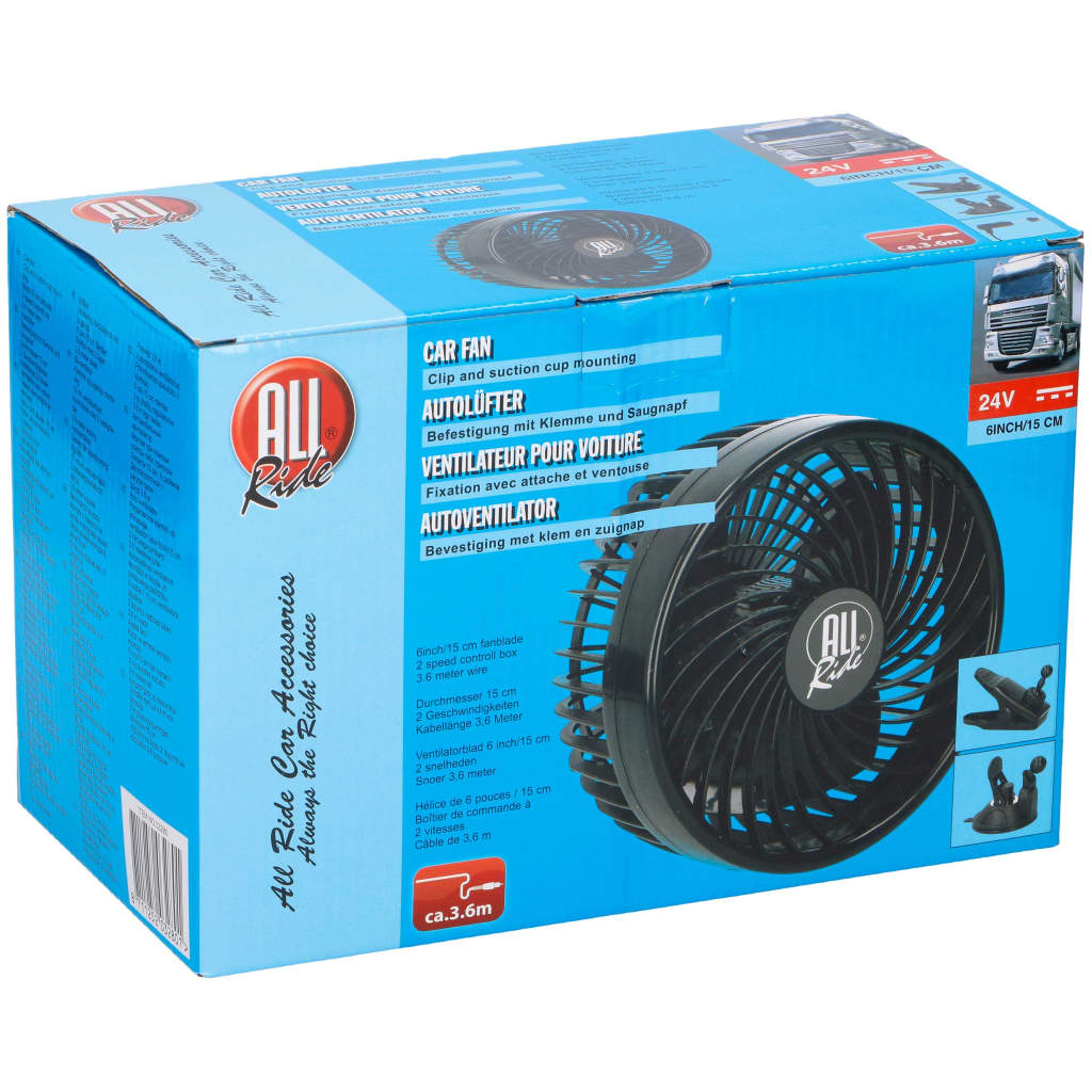 All Ride Vrachtwagenventilator - 24 volt - Klem en zuignap