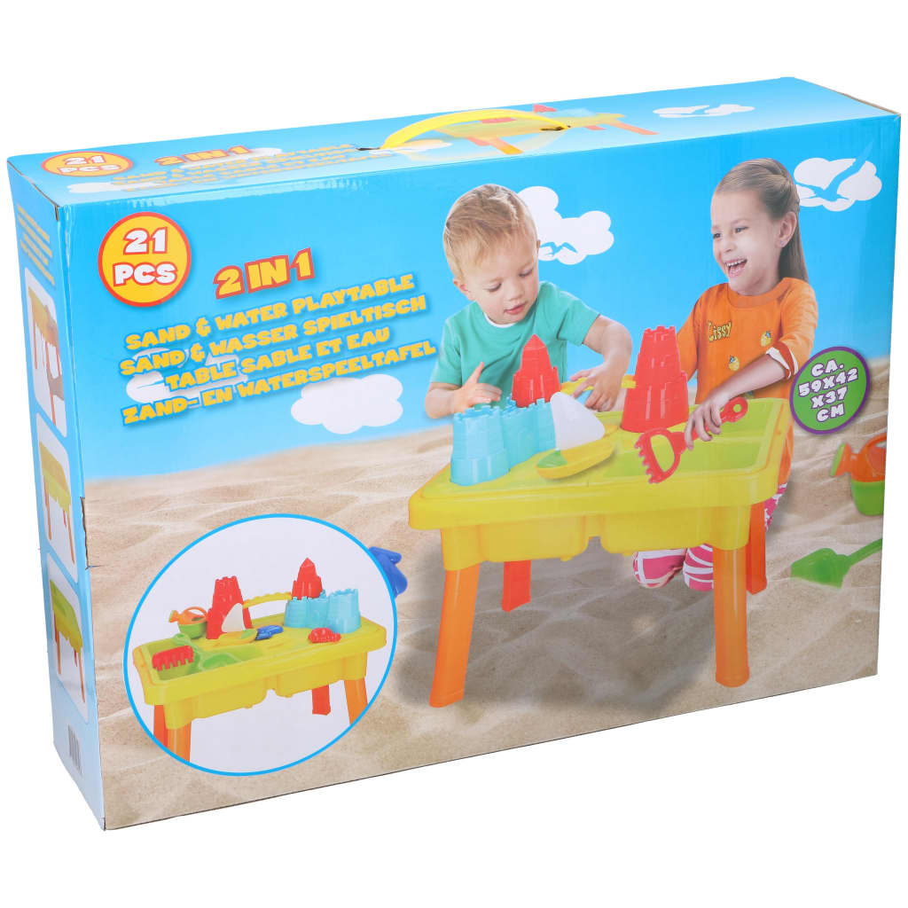 Eddy Toys Zand- en watertafel - 21-delig - 59 x 42 x 37 cm