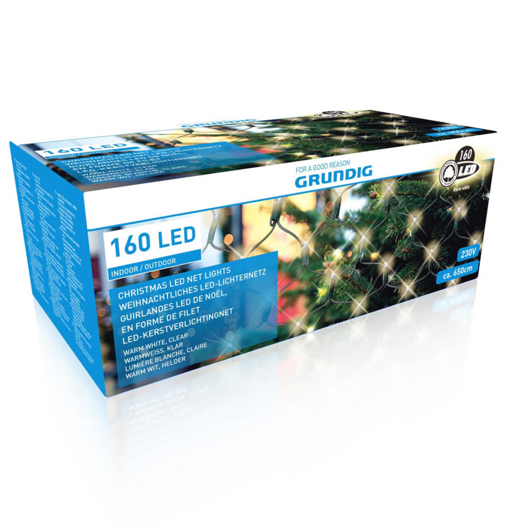 Afbeelding Grundig Kerstverlichting - 160 LED's - Net 1,5x1m - In- en Outdoor door Vidaxl.nl