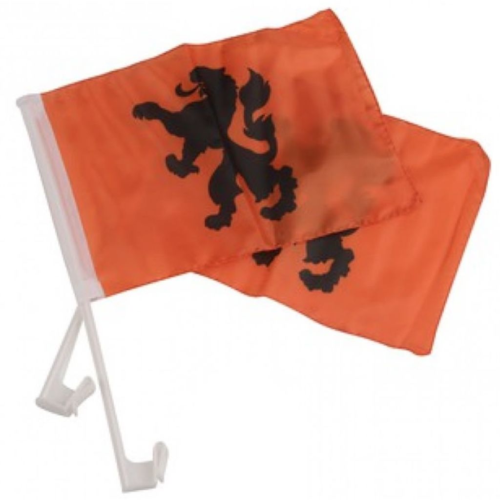 Nederland Autovlaggen 2 stuks oranje/zwart 20 x 30 cm
