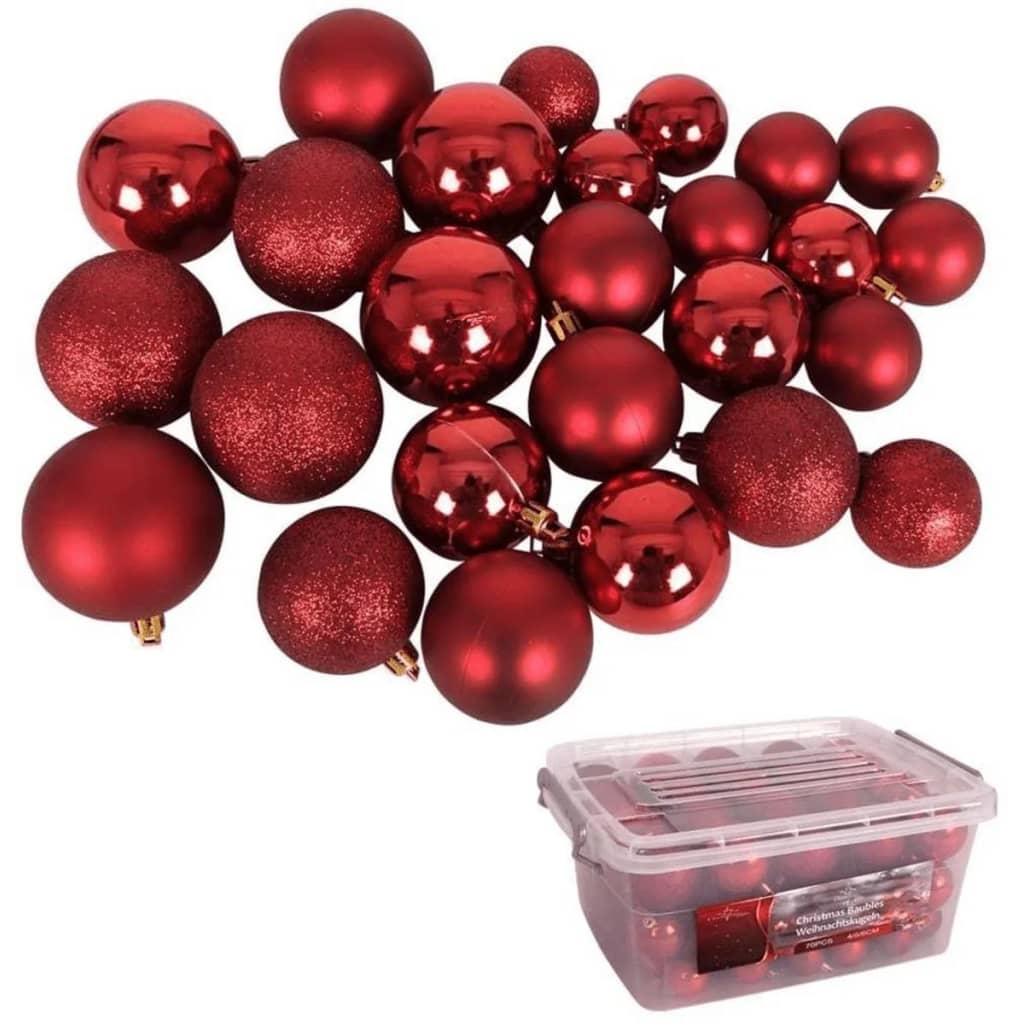 Christmas Gifts 70-Delige plastic kerstballen set - rood - in