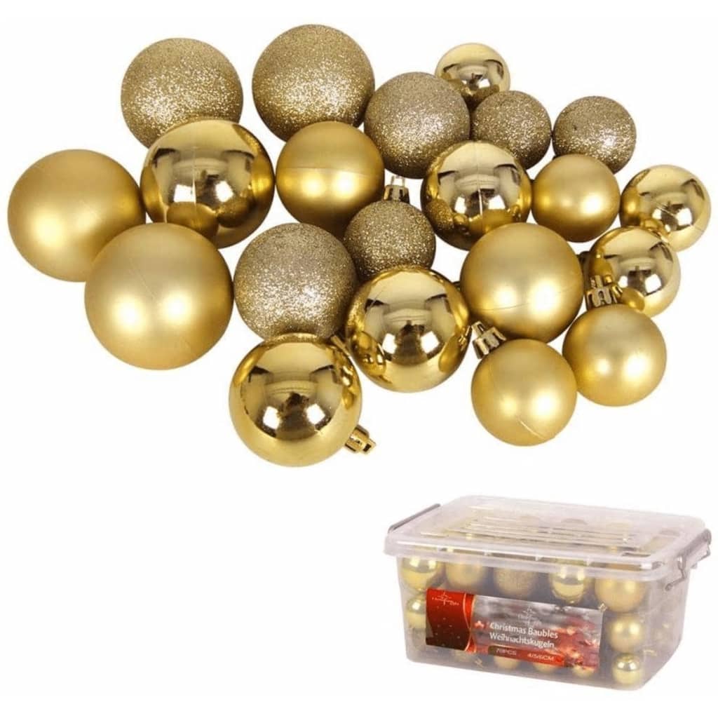 Christmas Gifts 70-Delige plastic kerstballen set - goudkleurig - in