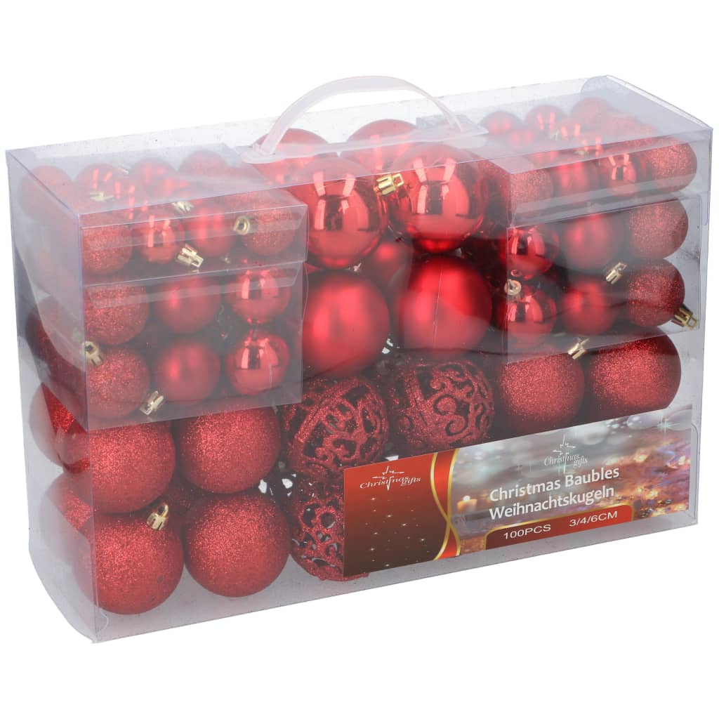 Afbeelding Christmas Gifts 100 Kerstballen - rood - plastic door Vidaxl.nl