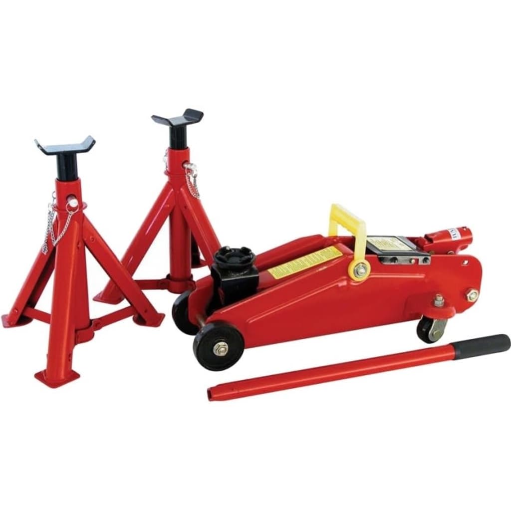 Carpoint Cric de type rouleur et 2 supports d'essieu 2000 kg Rouge