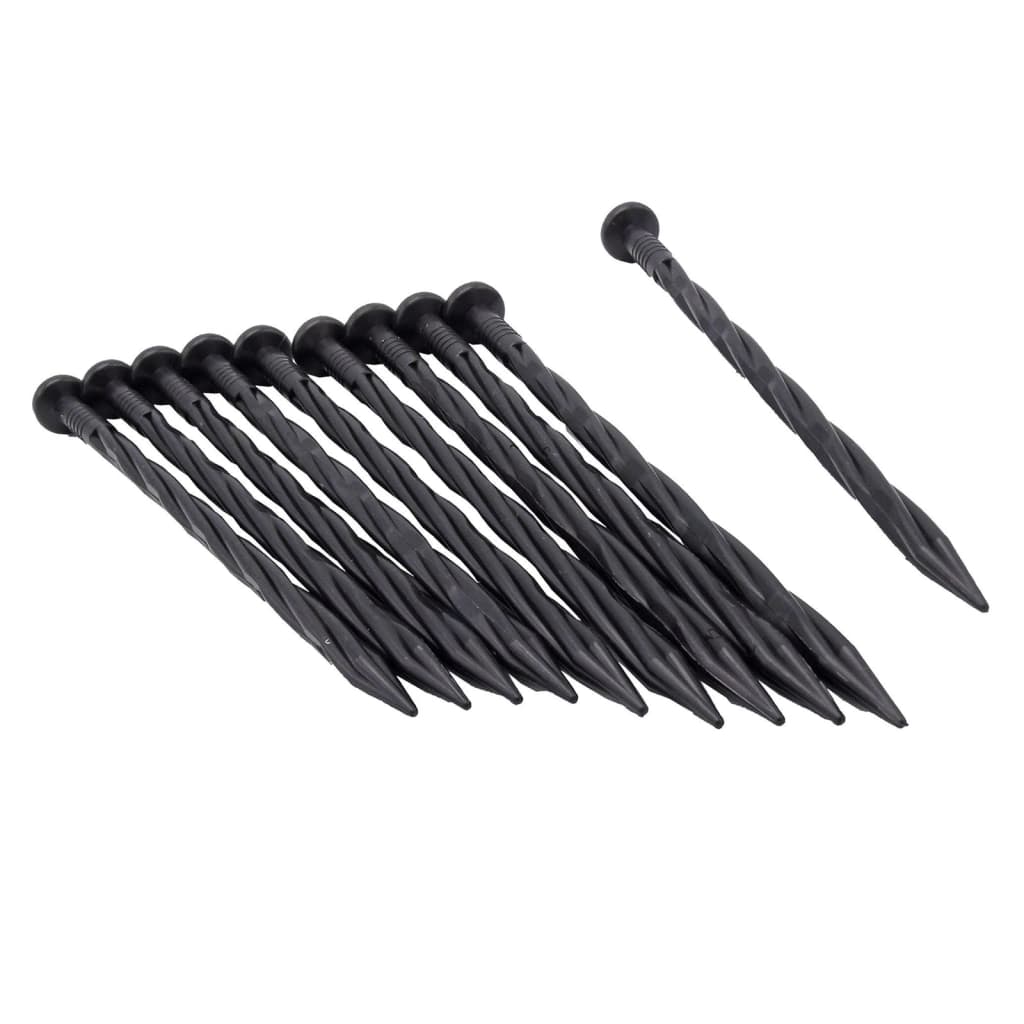 Nature Piquetas de tierra 10 uds negro 20 cm