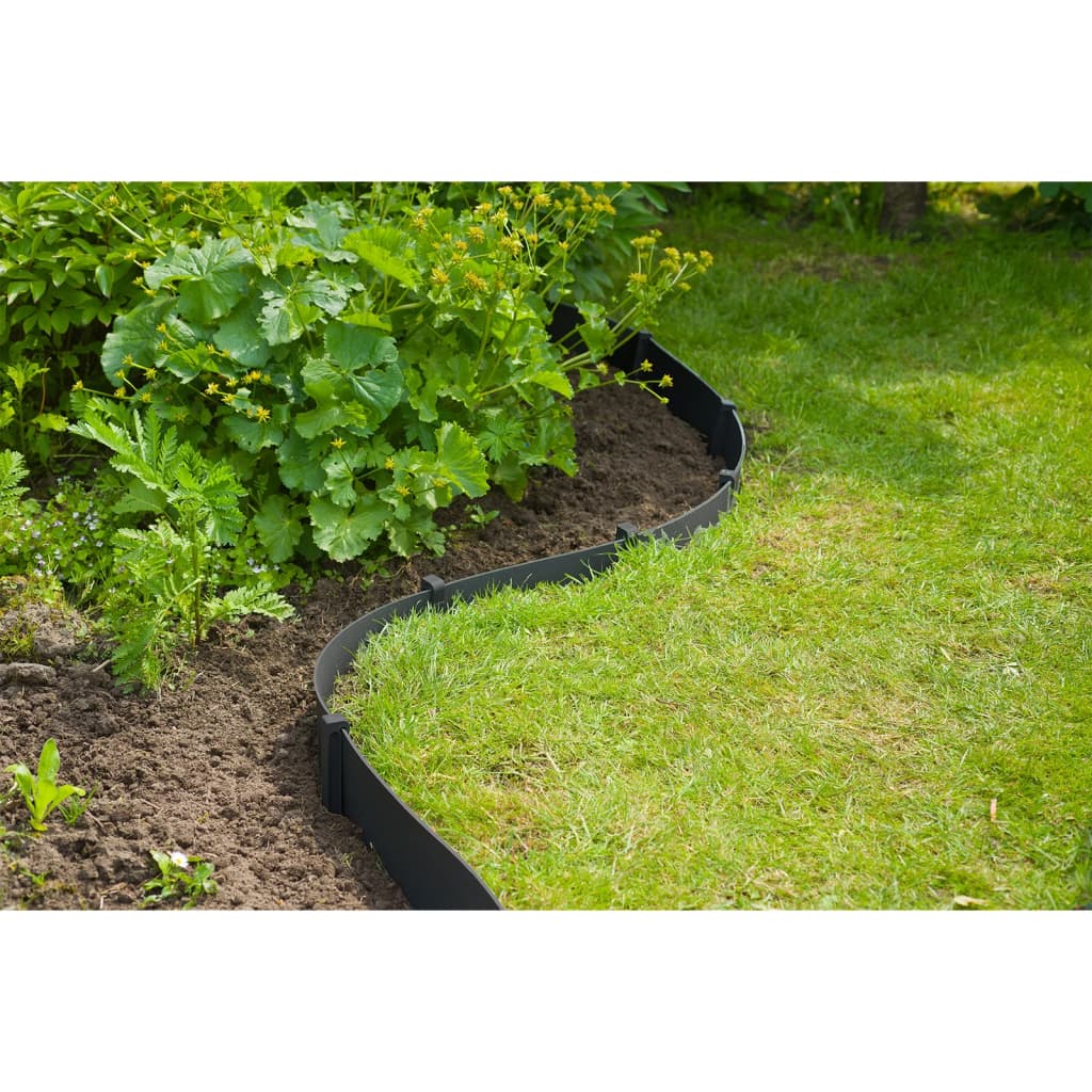 Nature Set margine bordură de grădină, negru, H715x10 m, cu țăruși