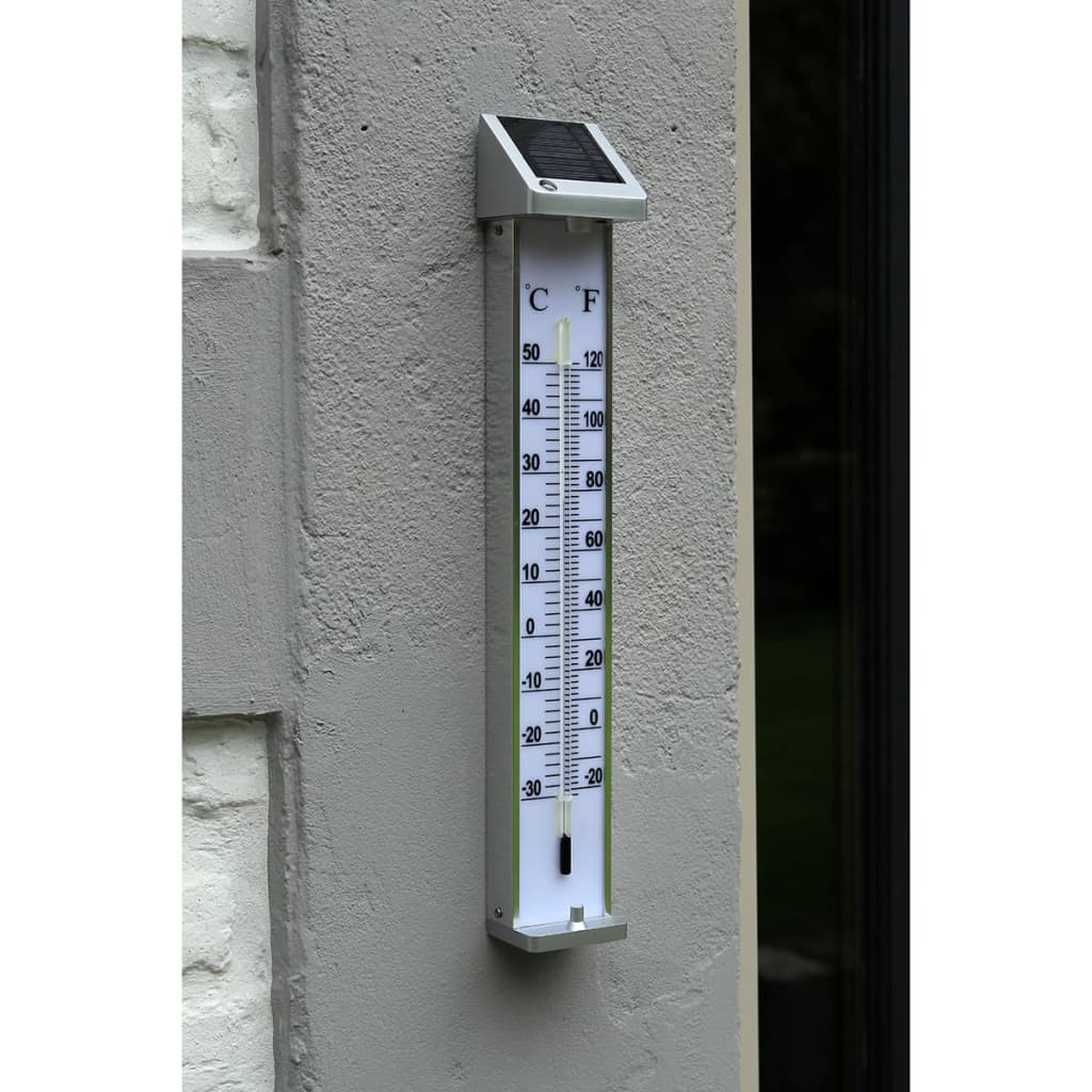 VidaXL - Nature buitenthermometer met lamp op zonne-energie 6080066