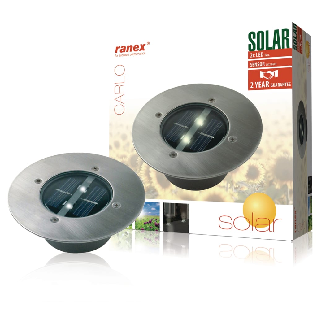 Afbeelding Ranex Solar-spotlight rond 0,12 W zilver 5000.197 door Vidaxl.nl