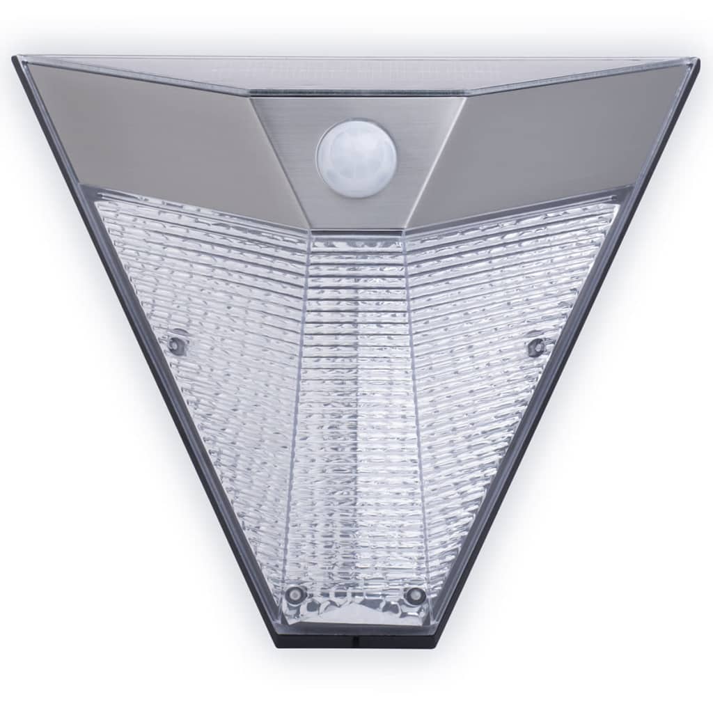 VidaXL - Smartwares Solar-wandlamp met PIR-sensor piramide zilver 5000.703