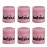 Lot de 6 bougies 80 x 68 mm rose Bolsius