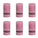 Bolsius rustikk søylestearinlys 130 x 68 mm rosa 6 stk