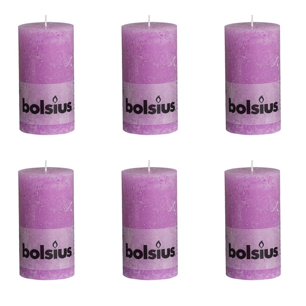 Bolsius Rustiikki Pilarikynttilä 130 x 68 mm Violetti 6 kpl