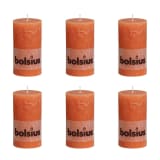 Bolsius Rustic Pillar Candle 130 x 68 mm Orange 6 pcs