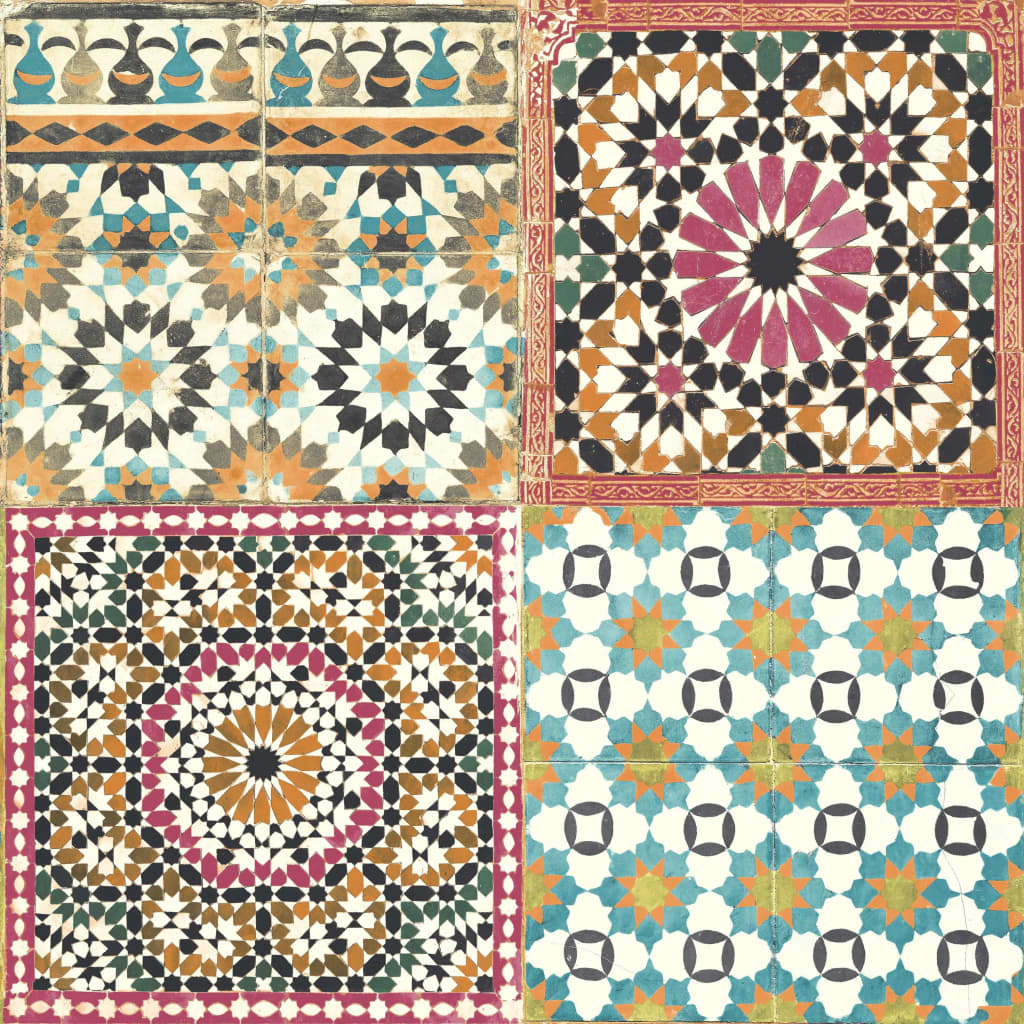 426251 DUTCH WALLCOVERINGS Wallpaper Moroccan Tiles Multicolour