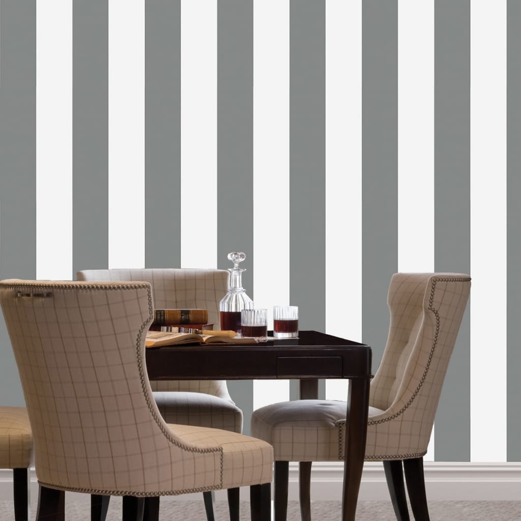 DUTCH WALLCOVERINGS Wallpaper Stripes Grey and White 7358-0