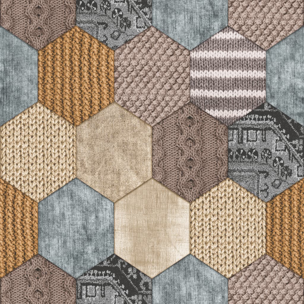 DUTCH WALLCOVERINGS Behang patchwork bruin en beige 7360-0