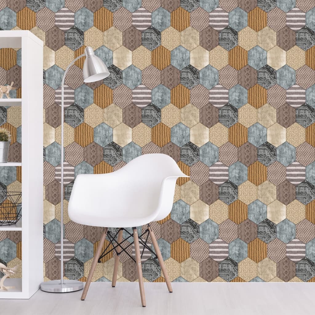 VidaXL - DUTCH WALLCOVERINGS Behang patchwork bruin en beige 7360-0