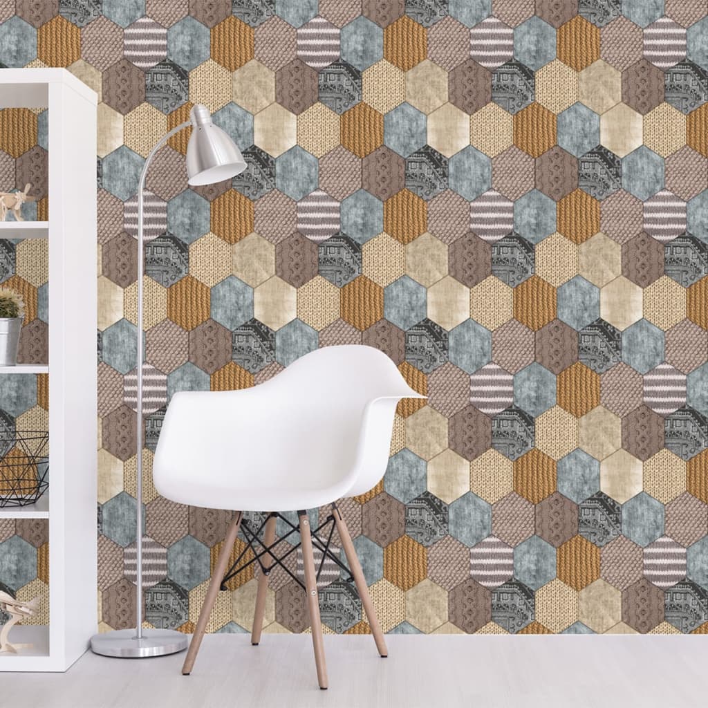 

DUTCH WALLCOVERINGS Behang patchwork bruin en beige 7360-0