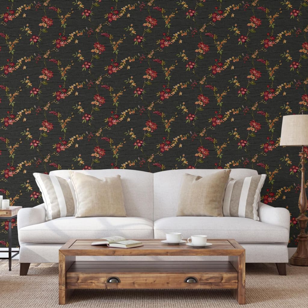 DUTCH WALLCOVERINGS Papier peint Flower Noir