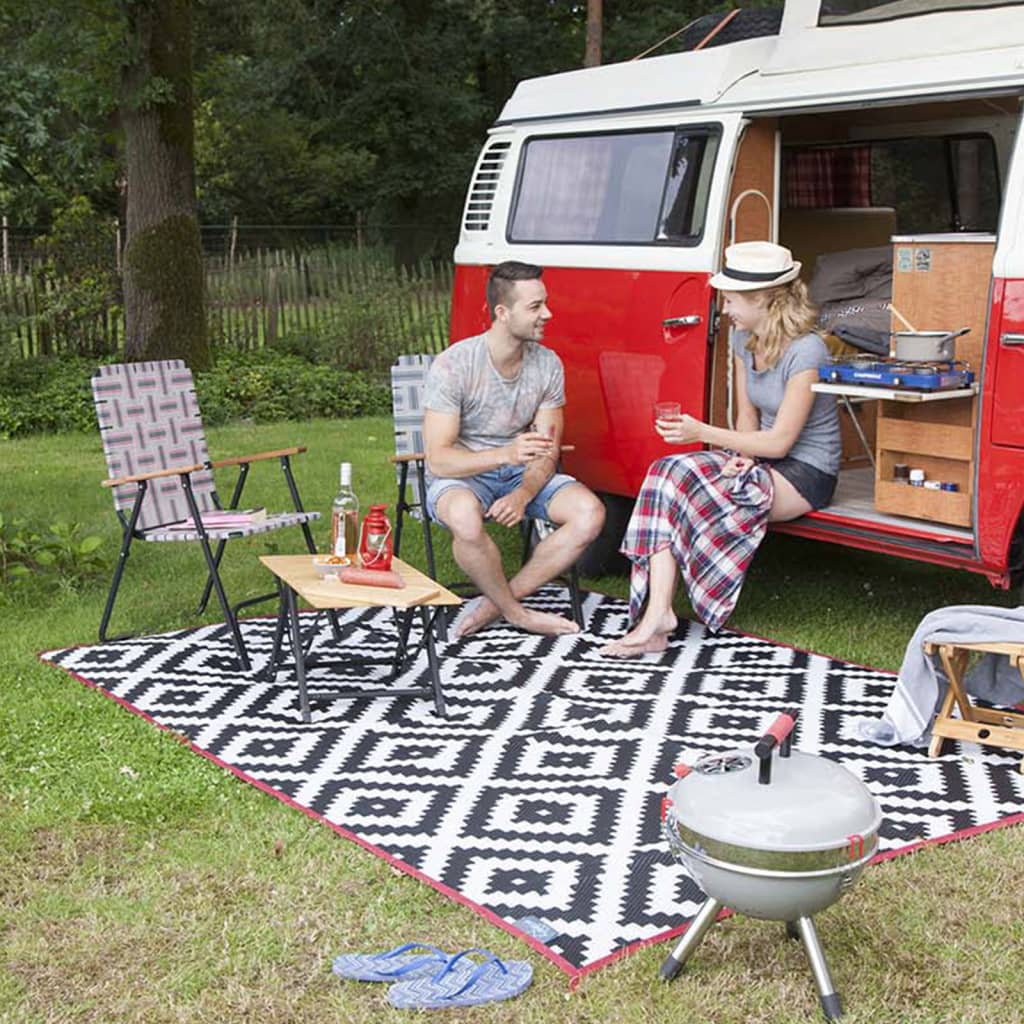 Bo-Camp udendørstæppe Chill Mat Lewisham XL 3,5x2,7 m sort og hvid