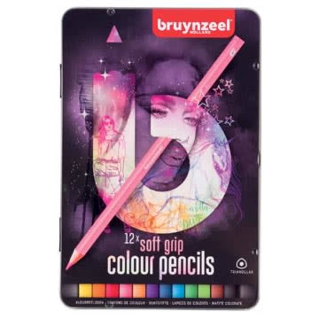 Bruynzeel kleurpotloden Soft Grip, doos van 12 geassorteerde kleuren