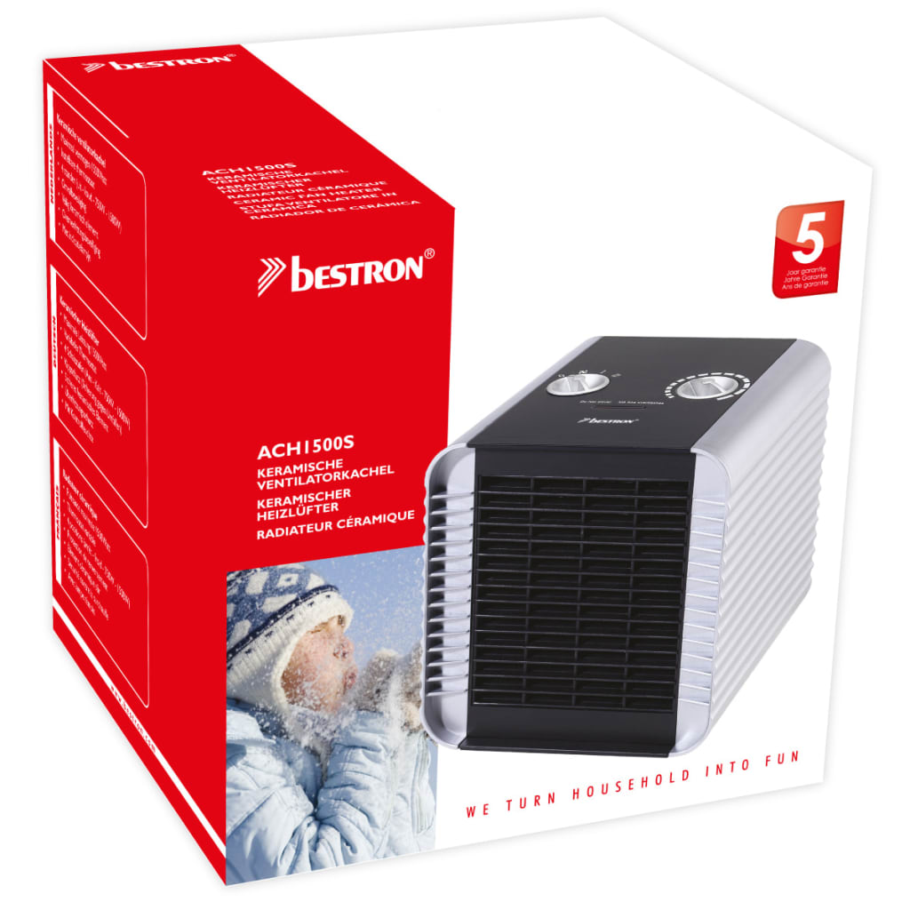 VidaXL - Bestron Keramische ventilatorkachel zilver ACH1500S