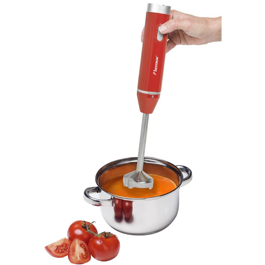 

Bestron Staafmixer met opbergbox 400 W rood AHB400R