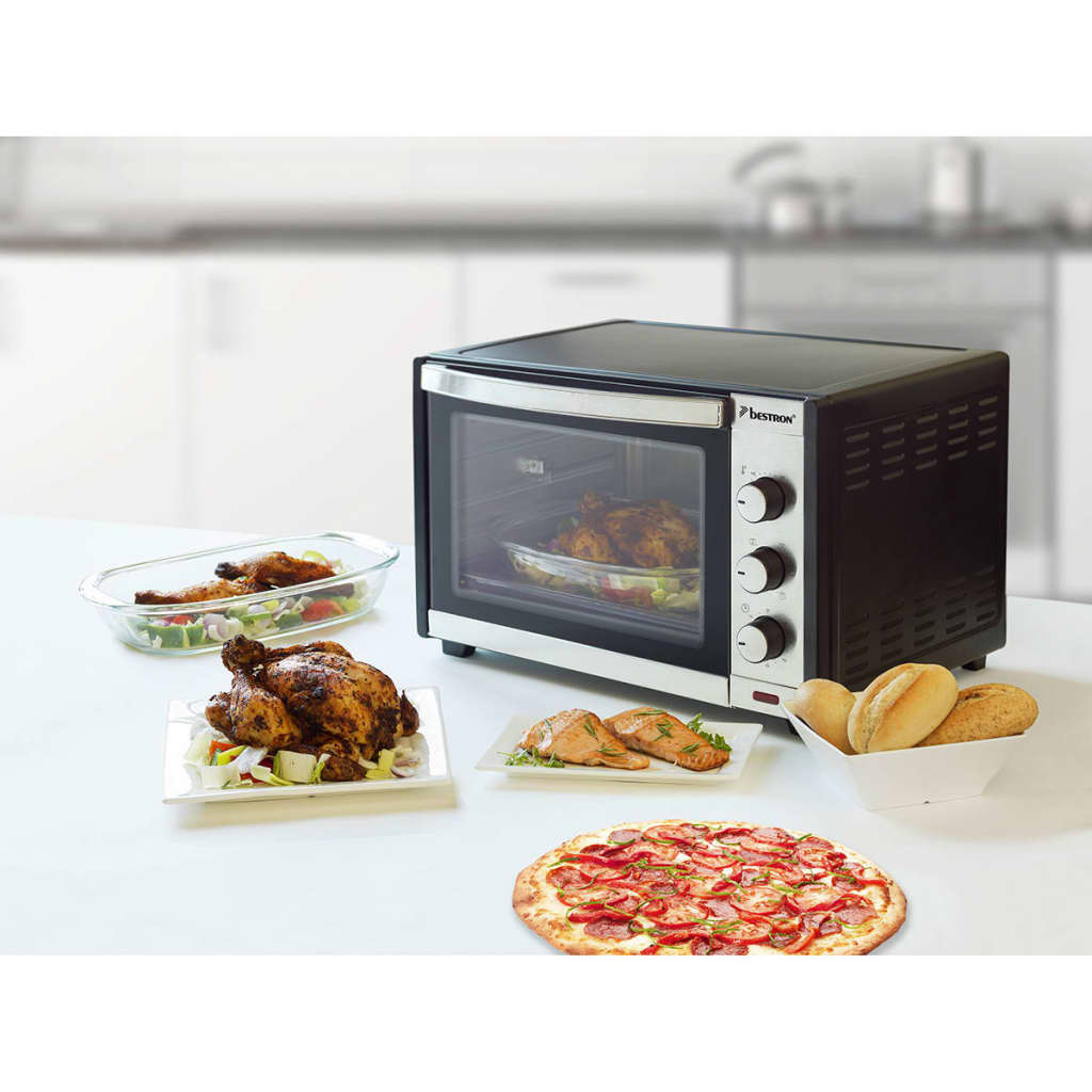 

Bestron grill & bakoven met draaispit en heteluchtfunctie 28 L 1600 W zwart/zilver AGL300