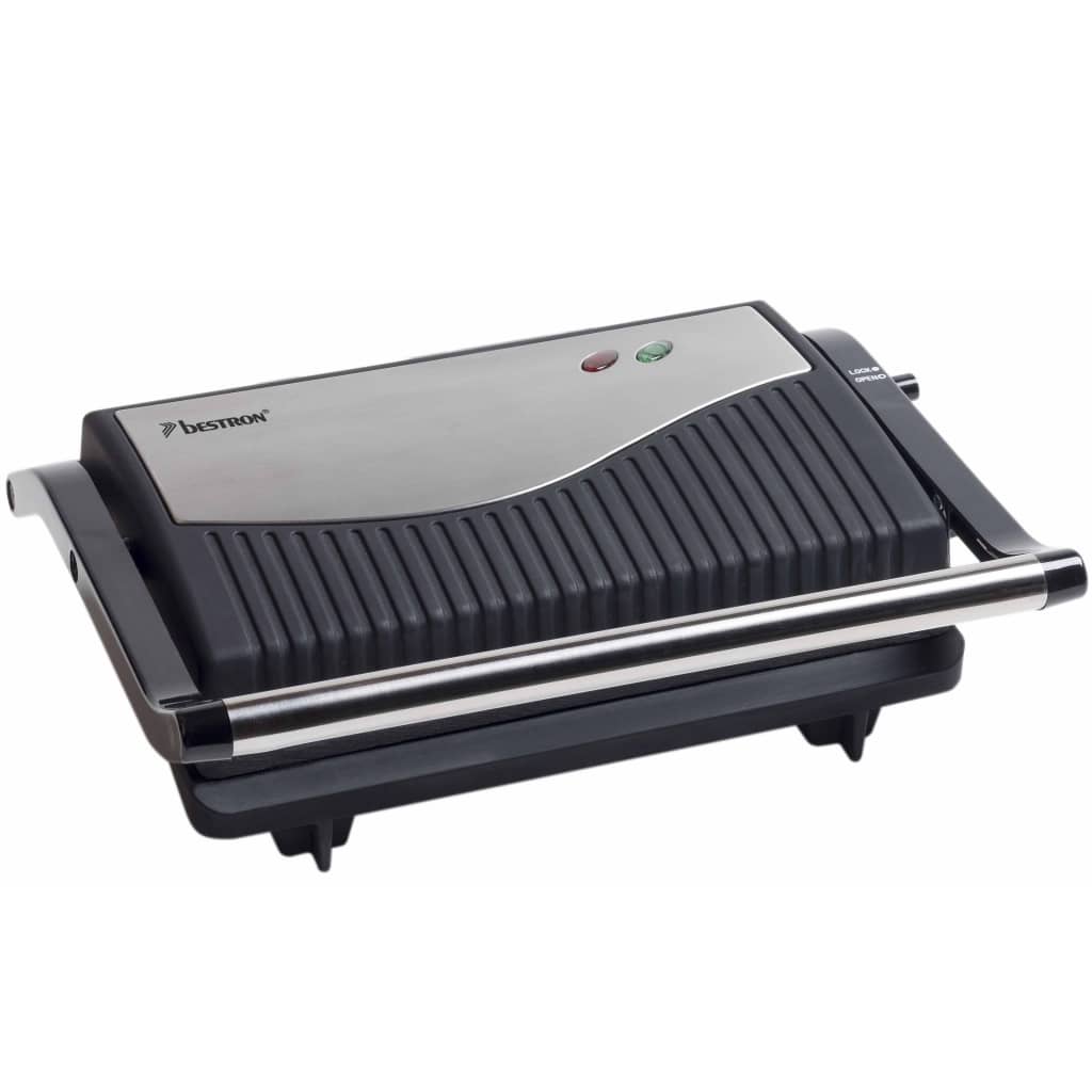 Bestron Panini grill 750 W zilver en zwart roestvrij staal APG150