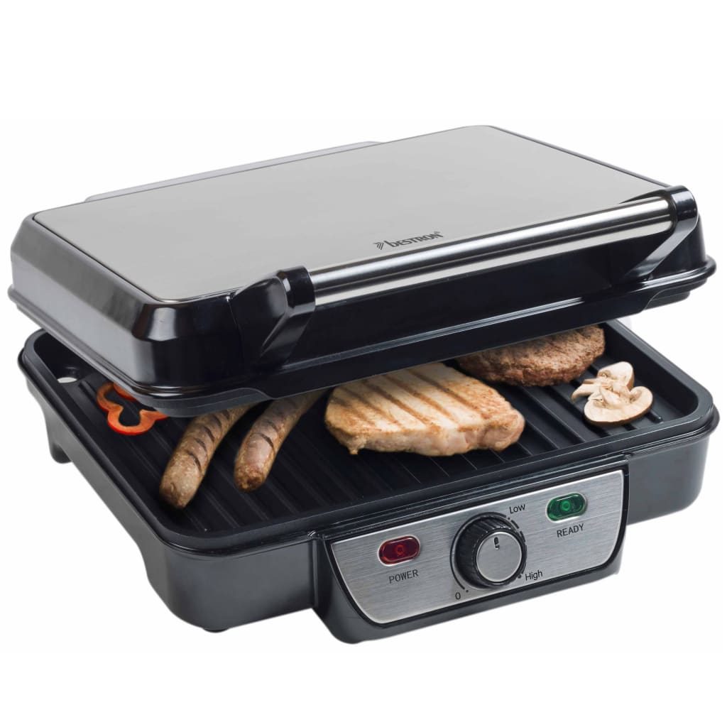 VidaXL - Bestron Contactgrill 1800 W zwart roestvrij staal ASW318