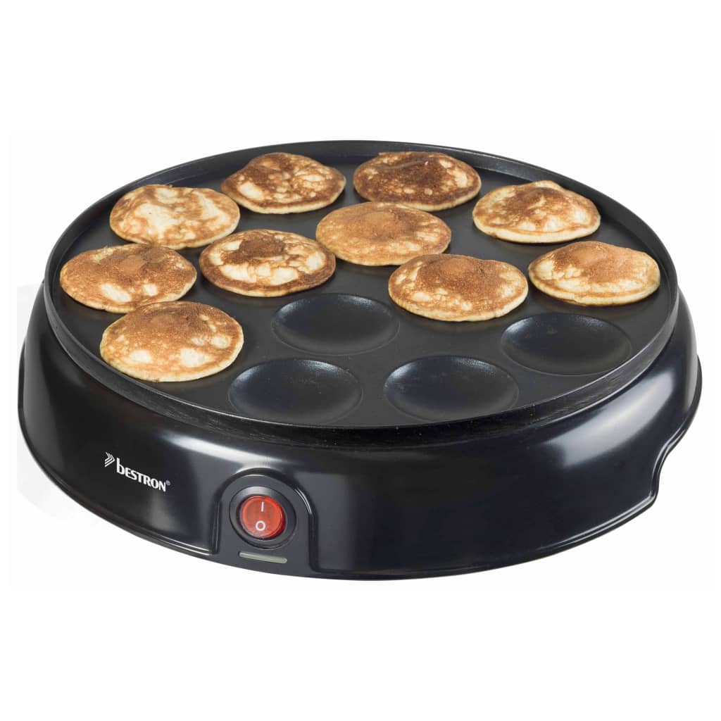 Bestron  Poffertjes-Maker Sweet Dreams, 800 W, im Retro Design, Mini Pfannkuchen Automat, mit Antihaftbeschichtung, Schwarz