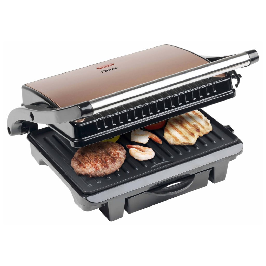 Bestron Panini Grill ASW113CO 1000 W Schwarz und Kupfern