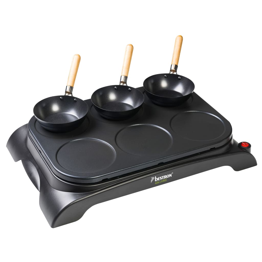 Ensemble De Wok Et Crêpière 6 Personnes AWS600 1000 W Noir Bestron 13 width=274