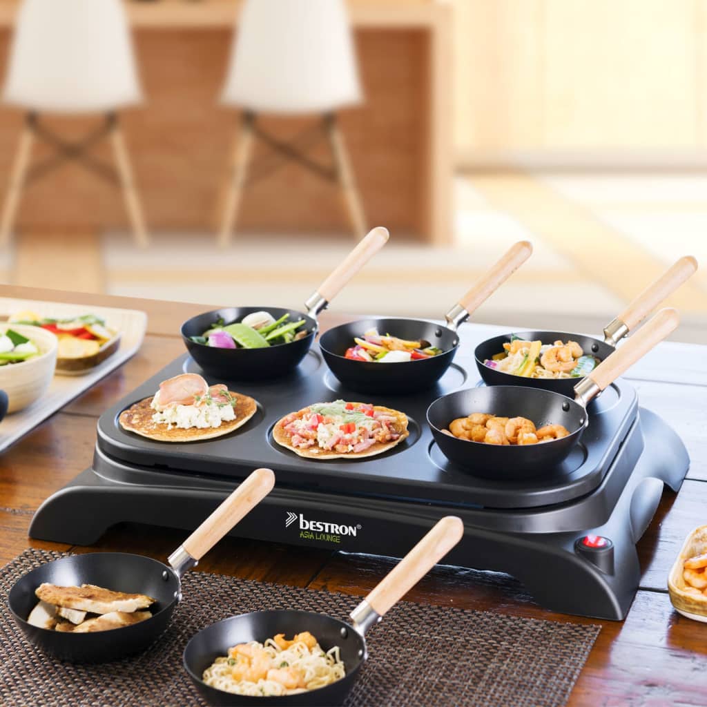 

Bestron Wok- en crêpemakerset voor 6 personen AWS600 1000 W zwart